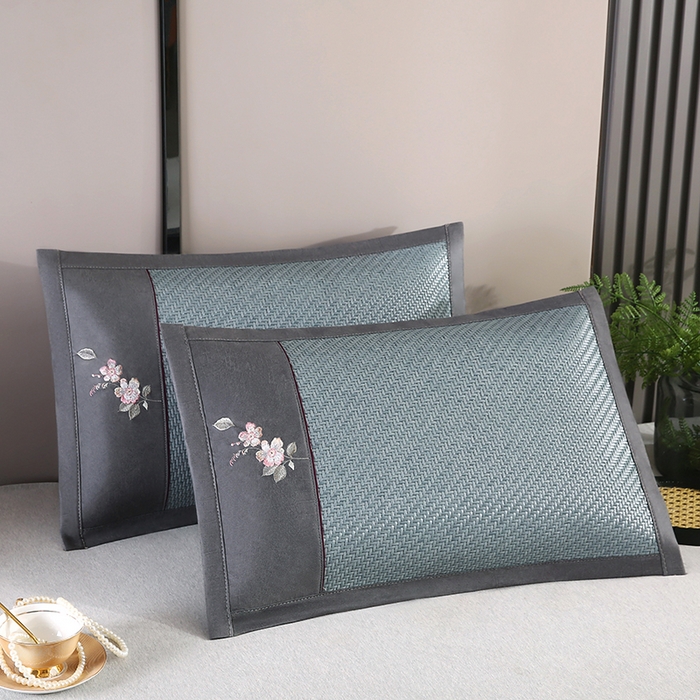 91家纺网 家纺一手货源 找家纺 小牛席业 2026春夏新款霸王藤夏凉枕枕头枕芯（枕套+枕芯）-清雅花语 霸王藤夏凉枕-清雅花语（蓝色）