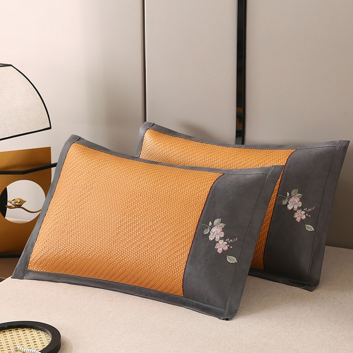 91家纺网 家纺一手货源 找家纺 小牛席业 2026春夏新款霸王藤夏凉枕枕头枕芯（枕套+枕芯）-清雅花语 霸王藤夏凉枕-清雅花语（黄色）