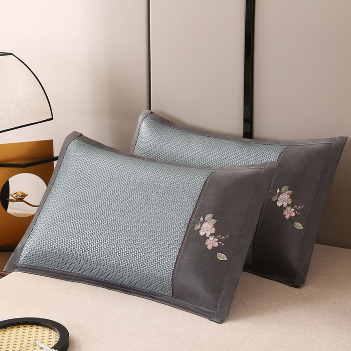 91家纺网 家纺一手货源 找家纺 小牛席业 2026春夏新款霸王藤夏凉枕枕头枕芯（枕套+枕芯）-清雅花语 霸王藤夏凉枕-清雅花语（蓝色）