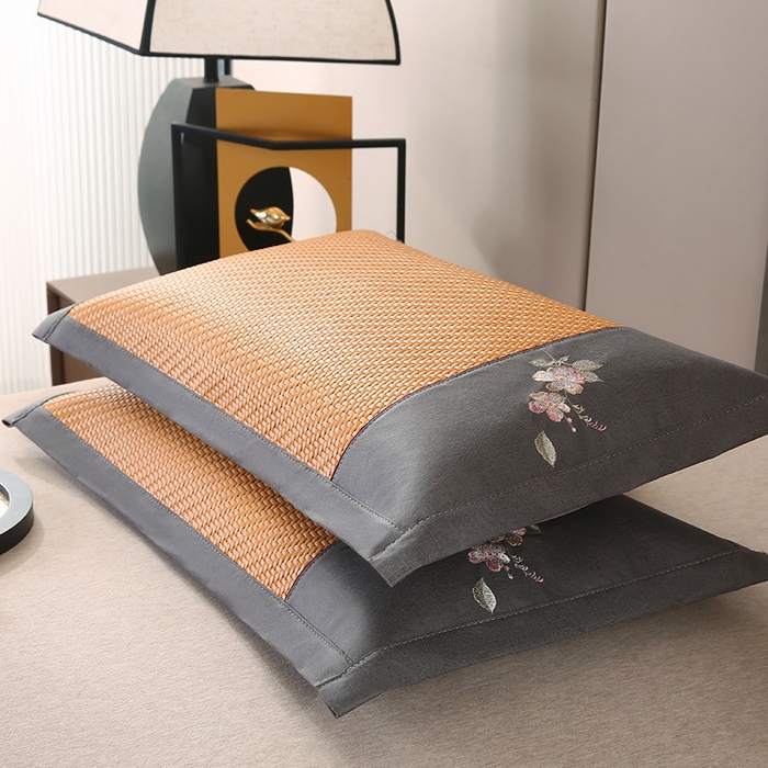 91家纺网 家纺一手货源 找家纺 小牛席业 2026春夏新款霸王藤夏凉枕枕头枕芯（枕套+枕芯）-清雅花语 霸王藤夏凉枕-清雅花语（黄色）