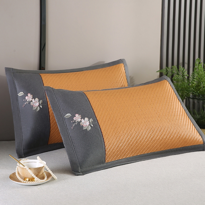 91家纺网 家纺一手货源 找家纺 小牛席业 2026春夏新款霸王藤夏凉枕枕头枕芯（枕套+枕芯）-清雅花语 霸王藤夏凉枕-清雅花语（黄色）