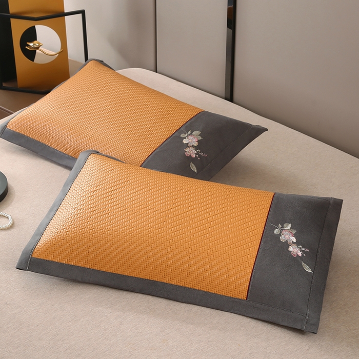 91家纺网 家纺一手货源 找家纺 小牛席业 2026春夏新款霸王藤夏凉枕枕头枕芯（枕套+枕芯）-清雅花语 霸王藤夏凉枕-清雅花语（黄色）