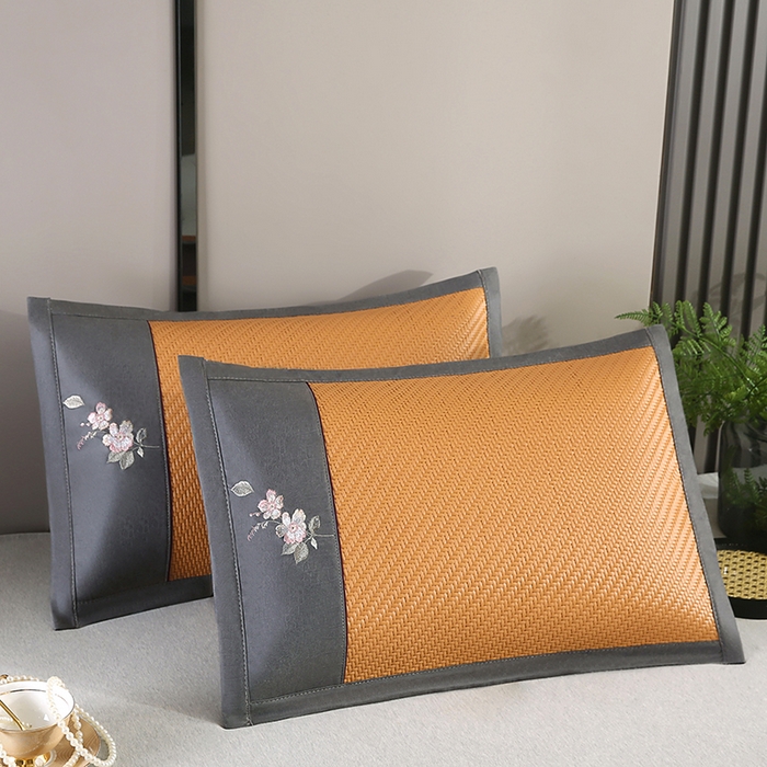 91家纺网 家纺一手货源 找家纺 小牛席业 2026春夏新款霸王藤夏凉枕枕头枕芯（枕套+枕芯）-清雅花语 霸王藤夏凉枕-清雅花语（黄色）