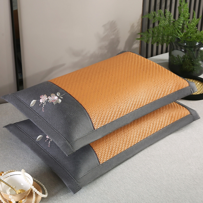 91家纺网 家纺一手货源 找家纺 小牛席业 2026春夏新款霸王藤夏凉枕枕头枕芯（枕套+枕芯）-清雅花语 霸王藤夏凉枕-清雅花语（黄色）