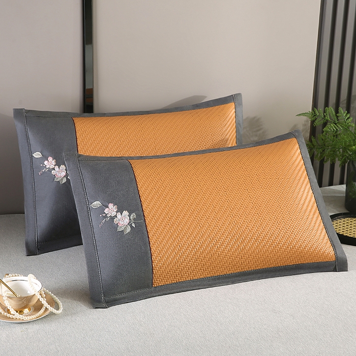 91家纺网 家纺一手货源 找家纺 小牛席业 2026春夏新款霸王藤夏凉枕枕头枕芯（枕套+枕芯）-清雅花语 霸王藤夏凉枕-清雅花语（黄色）