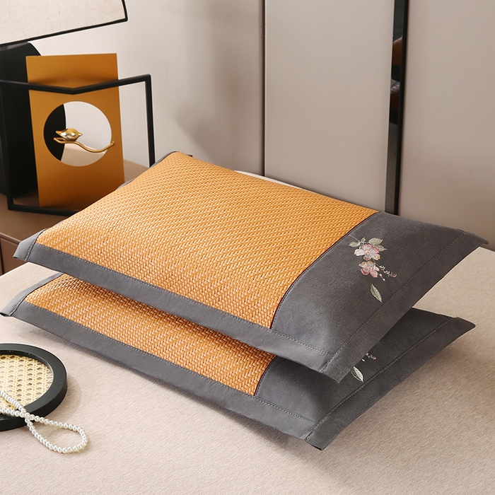 91家纺网 家纺一手货源 找家纺 小牛席业 2026春夏新款霸王藤夏凉枕枕头枕芯（枕套+枕芯）-清雅花语 霸王藤夏凉枕-清雅花语（黄色）