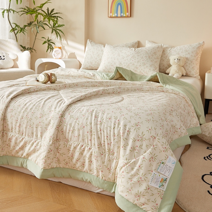 91家纺网 家纺一手货源 找家纺 海洋家纺 2026新款100%新疆棉花印花夏被亲肤仿棉夏凉被纯手包边空调被薄被子 夏日风