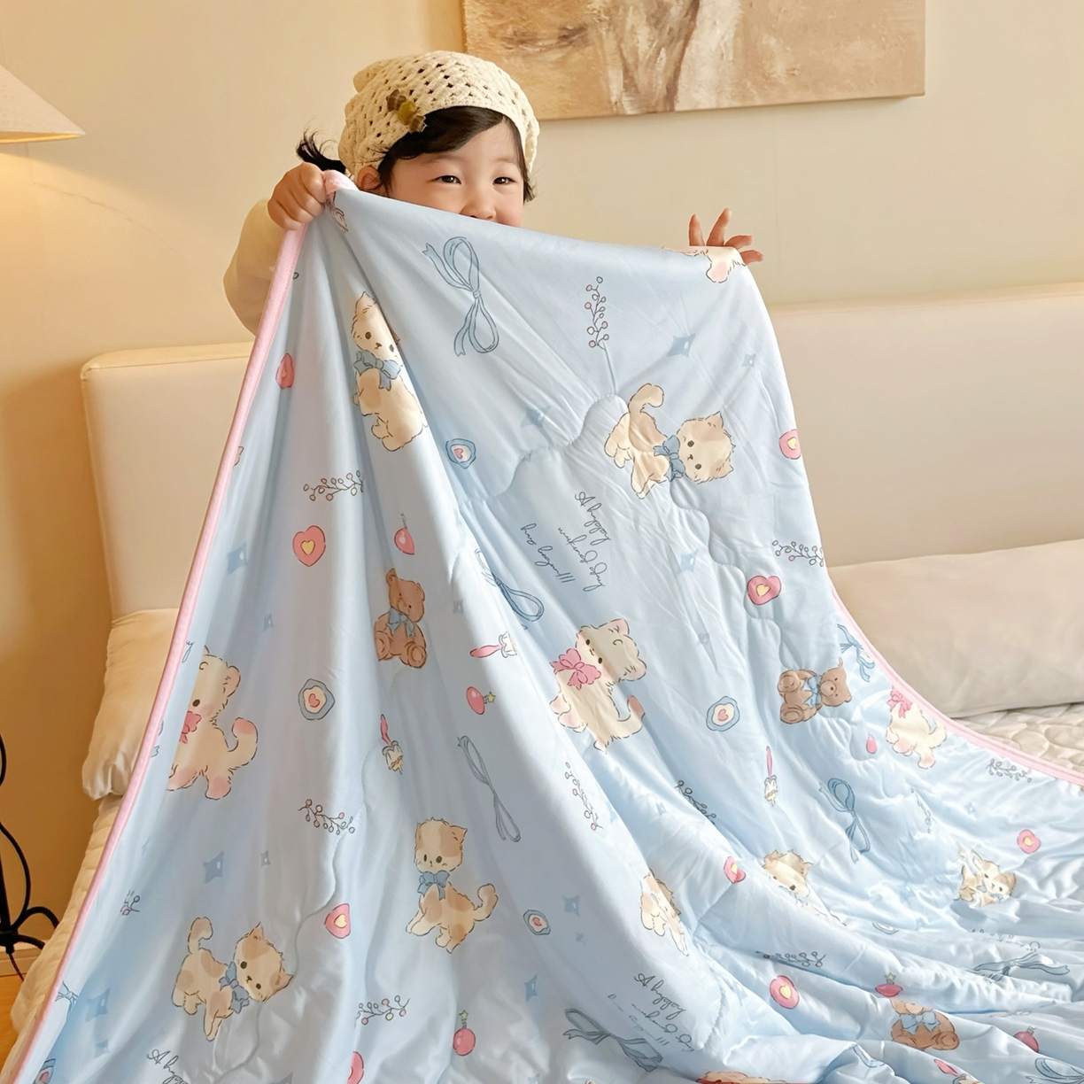 91家纺网 家纺一手货源 找家纺 兜米家居 2026春夏新款针织夏被夏凉被空调被 宠物喵喵