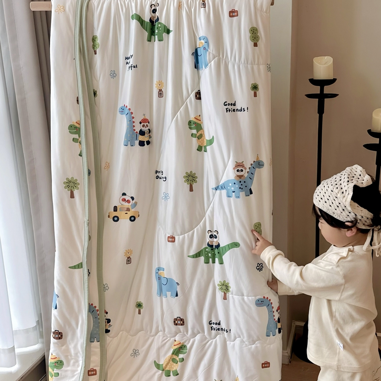 91家纺网 家纺一手货源 找家纺 兜米家居 2026春夏新款针织夏被夏凉被空调被 小恐龙