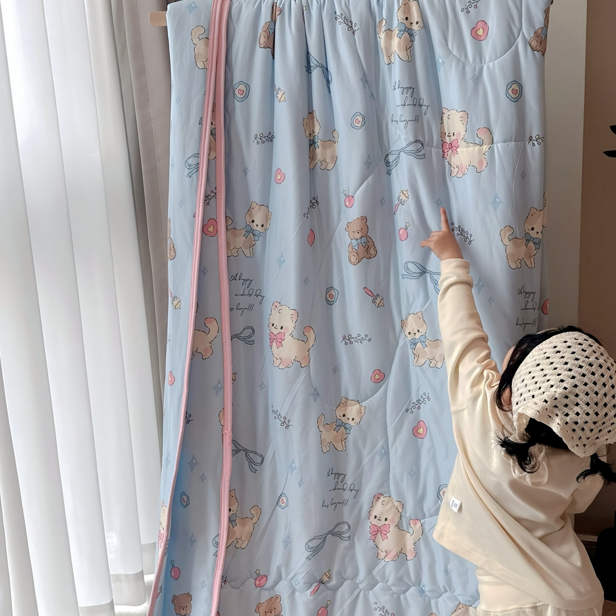 91家纺网 家纺一手货源 找家纺 兜米家居 2026春夏新款针织夏被夏凉被空调被 宠物喵喵