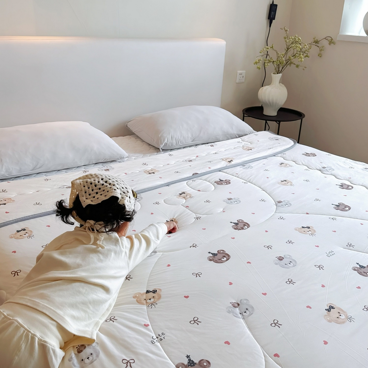 91家纺网 家纺一手货源 找家纺 兜米家居 2026春夏新款针织夏被夏凉被空调被 小熊宝宝