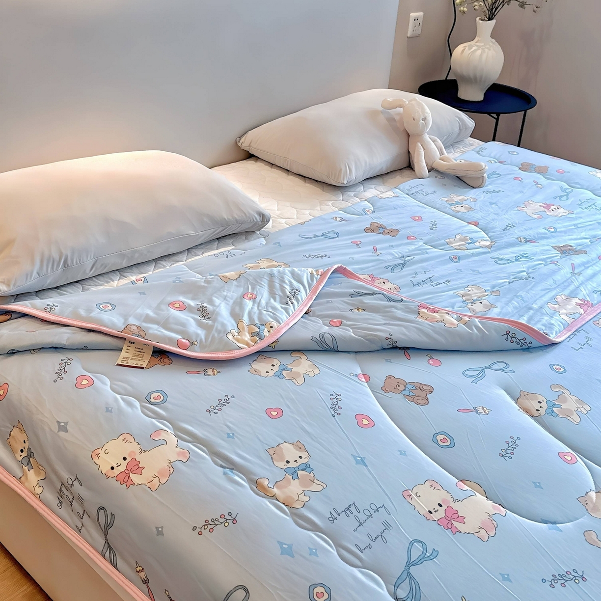 91家纺网 家纺一手货源 找家纺 兜米家居 2026春夏新款针织夏被夏凉被空调被 宠物喵喵