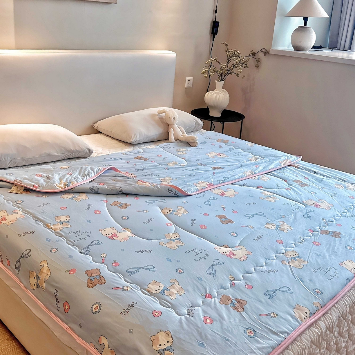 91家纺网 家纺一手货源 找家纺 兜米家居 2026春夏新款针织夏被夏凉被空调被 宠物喵喵