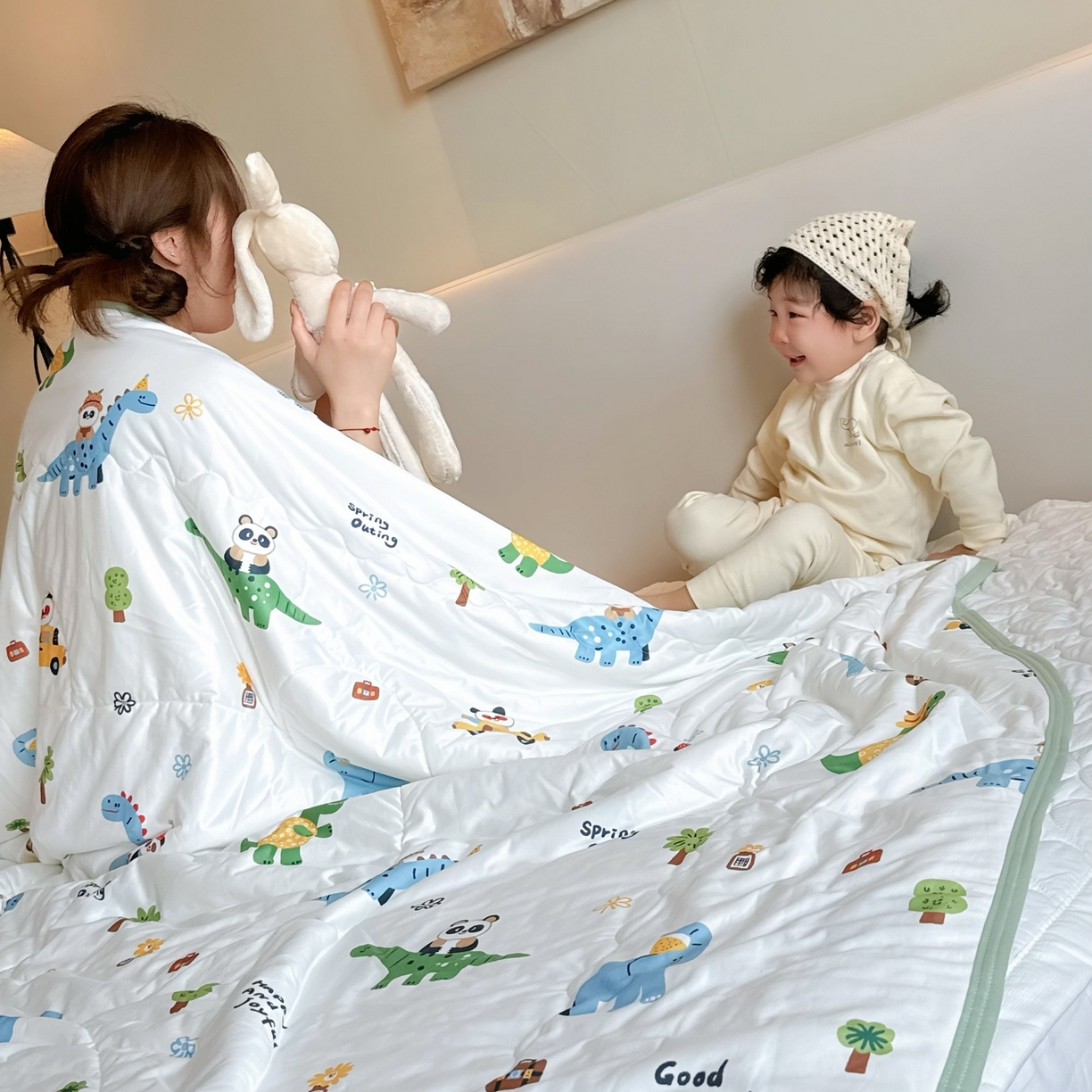 91家纺网 家纺一手货源 找家纺 兜米家居 2026春夏新款针织夏被夏凉被空调被 小恐龙