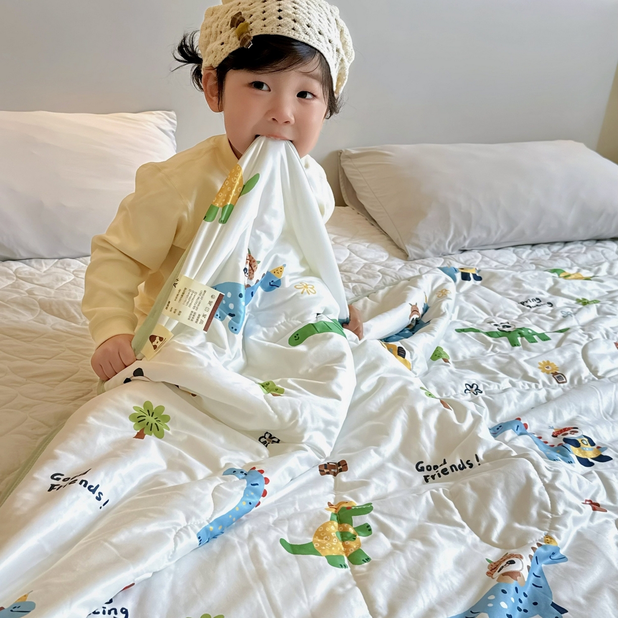 91家纺网 家纺一手货源 找家纺 兜米家居 2026春夏新款针织夏被夏凉被空调被 小恐龙