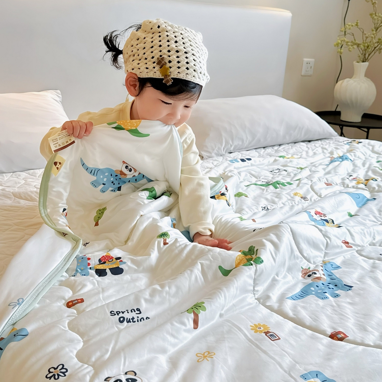 91家纺网 家纺一手货源 找家纺 兜米家居 2026春夏新款针织夏被夏凉被空调被 小恐龙