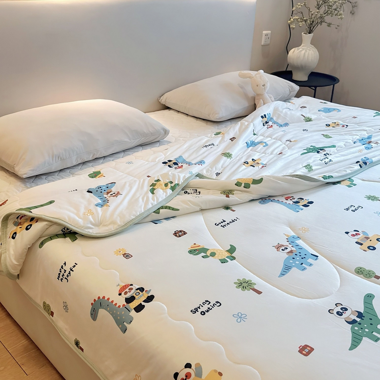 91家纺网 家纺一手货源 找家纺 兜米家居 2026春夏新款针织夏被夏凉被空调被 小恐龙