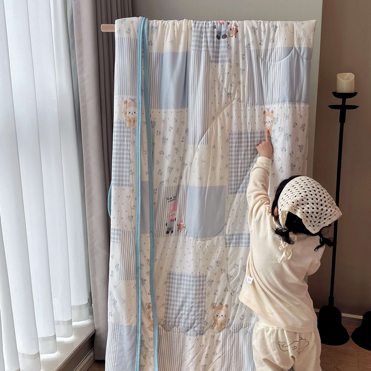 91家纺网 家纺一手货源 找家纺 兜米家居 2026春夏新款针织夏被夏凉被空调被 萌宠乐园