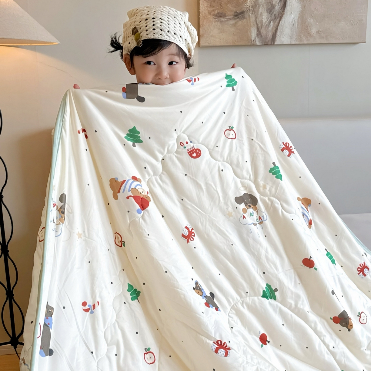 91家纺网 家纺一手货源 找家纺 兜米家居 2026春夏新款针织夏被夏凉被空调被 平安小狗