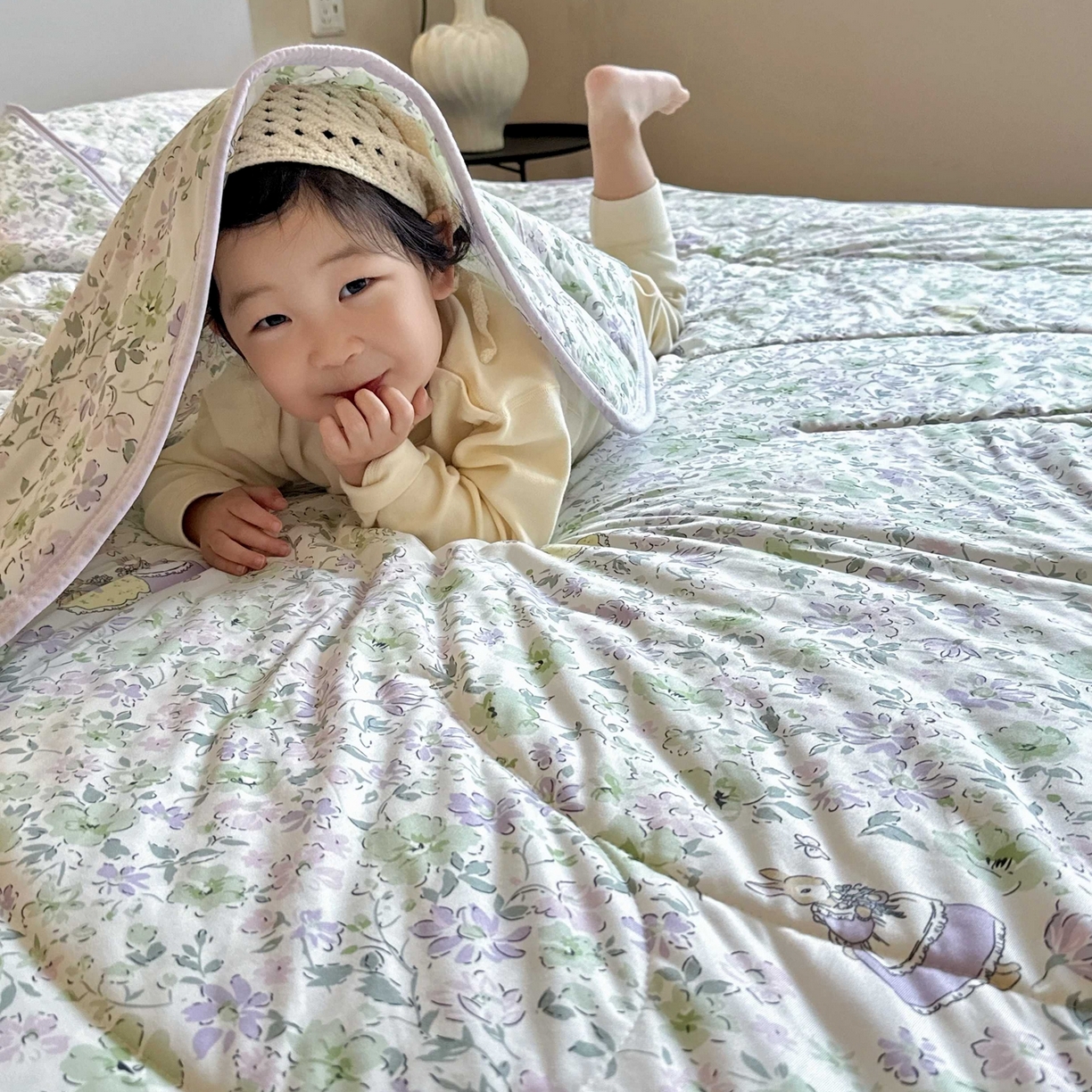 91家纺网 家纺一手货源 找家纺 兜米家居 2026春夏新款针织夏被夏凉被空调被 花园兔