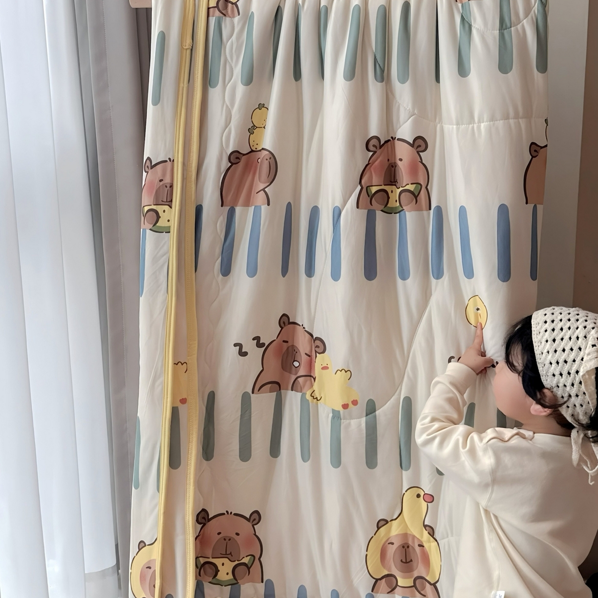 91家纺网 家纺一手货源 找家纺 兜米家居 2026春夏新款针织夏被夏凉被空调被 卡皮巴拉