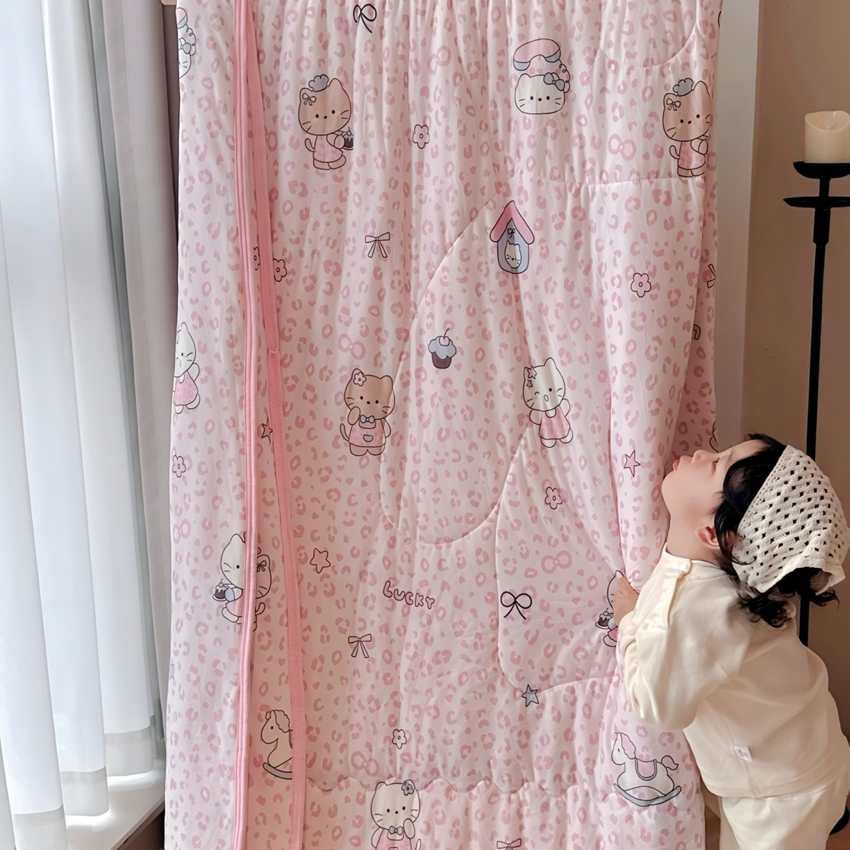 91家纺网 家纺一手货源 找家纺 兜米家居 2026春夏新款针织夏被夏凉被空调被 豹纹猫咪