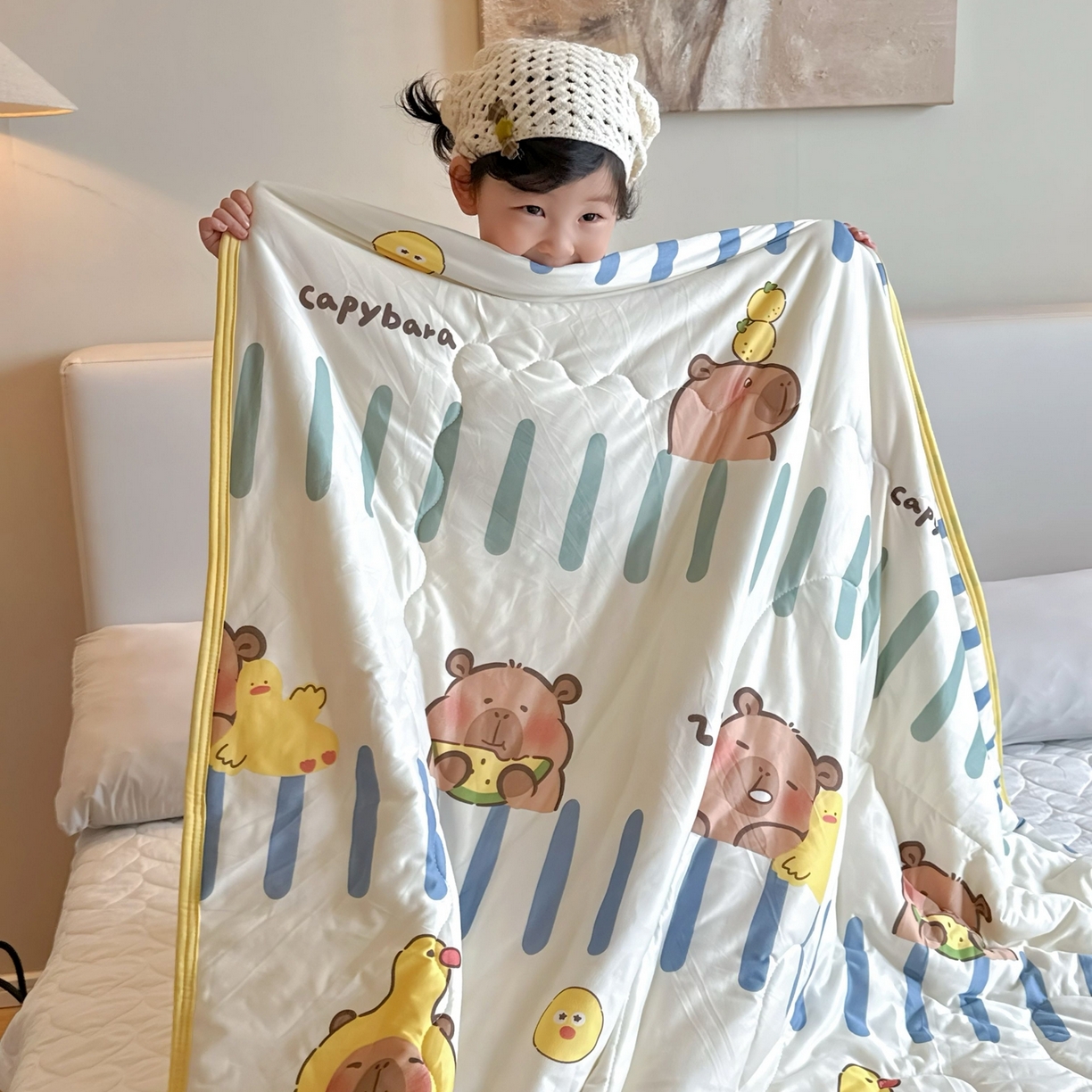 91家纺网 家纺一手货源 找家纺 兜米家居 2026春夏新款针织夏被夏凉被空调被 卡皮巴拉