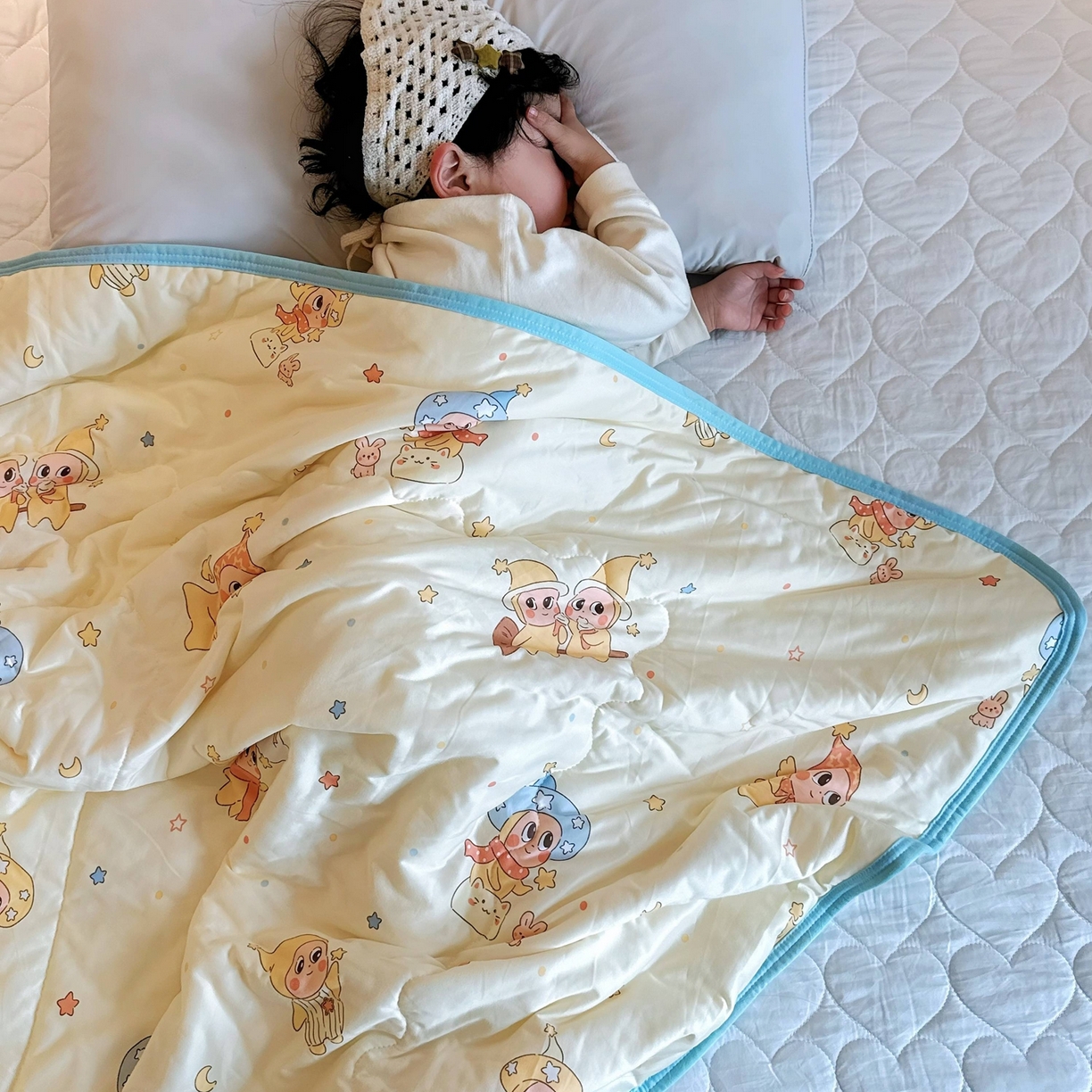 91家纺网 家纺一手货源 找家纺 兜米家居 2026春夏新款针织夏被夏凉被空调被 星星宝贝