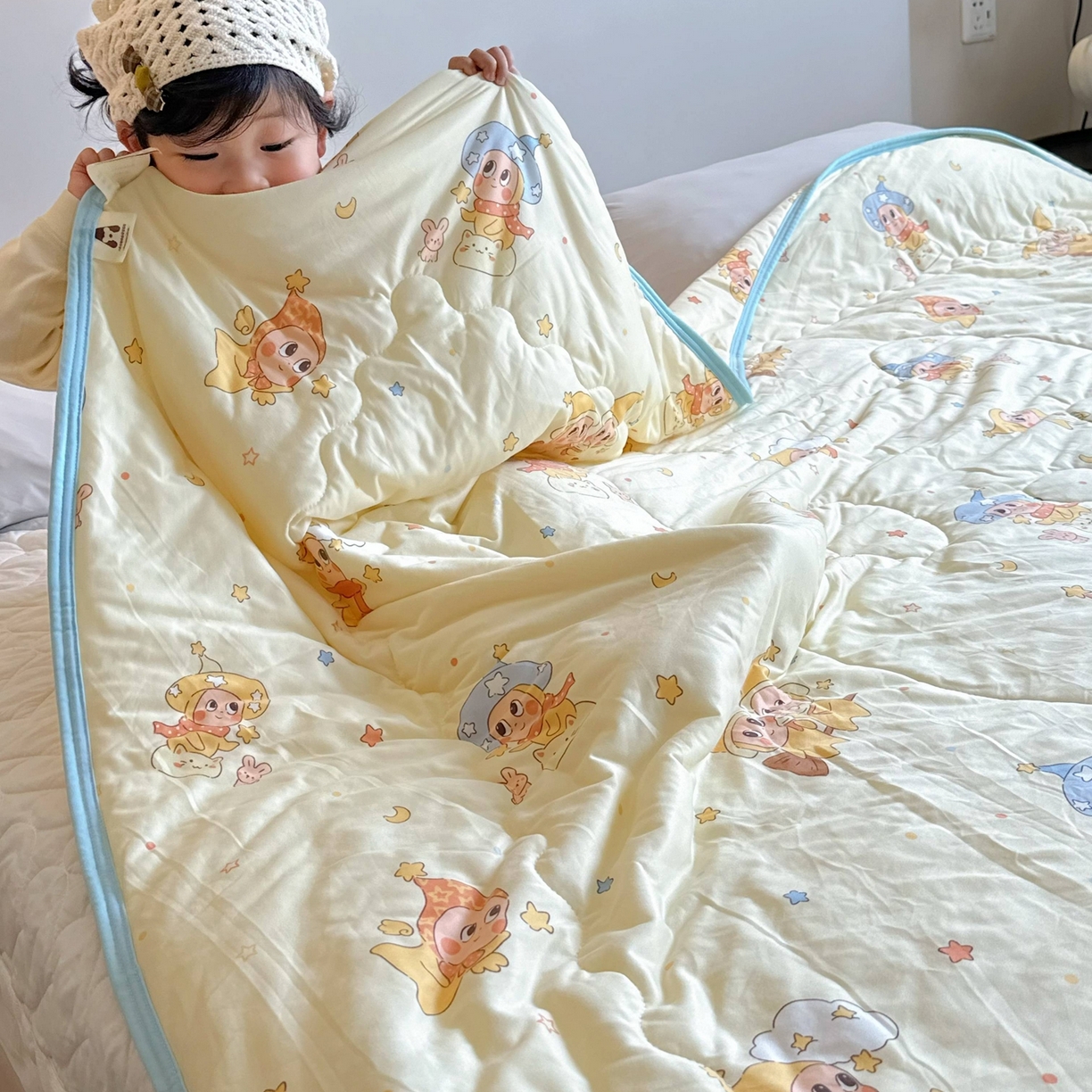 91家纺网 家纺一手货源 找家纺 兜米家居 2026春夏新款针织夏被夏凉被空调被 星星宝贝