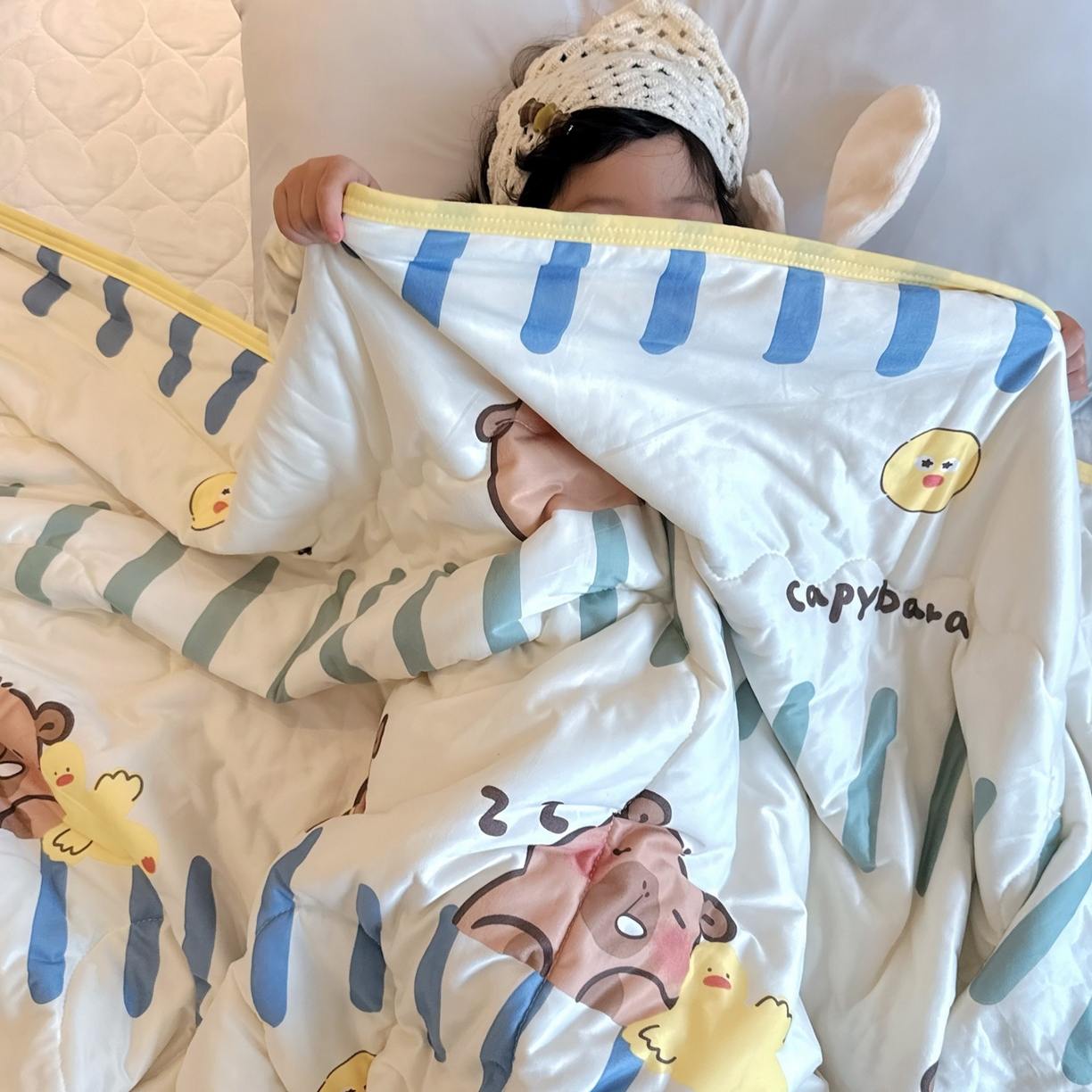 91家纺网 家纺一手货源 找家纺 兜米家居 2026春夏新款针织夏被夏凉被空调被 卡皮巴拉