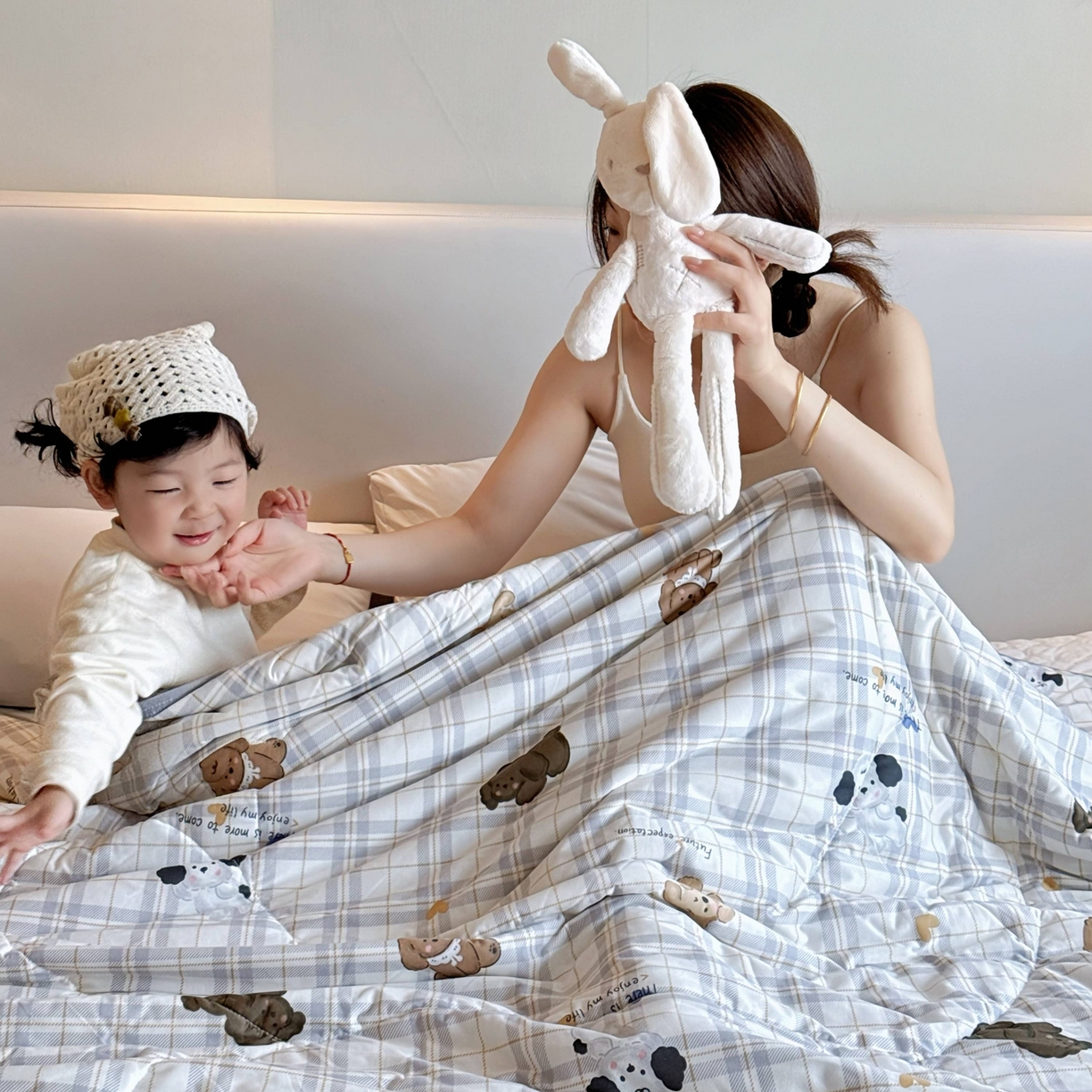 91家纺网 家纺一手货源 找家纺 兜米家居 2026春夏新款针织夏被夏凉被空调被 格子狗狗