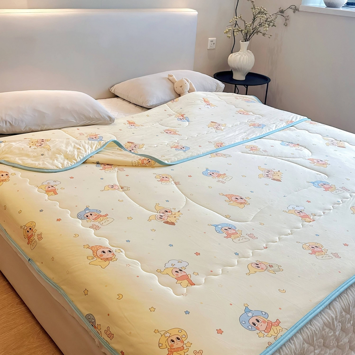 91家纺网 家纺一手货源 找家纺 兜米家居 2026春夏新款针织夏被夏凉被空调被 星星宝贝