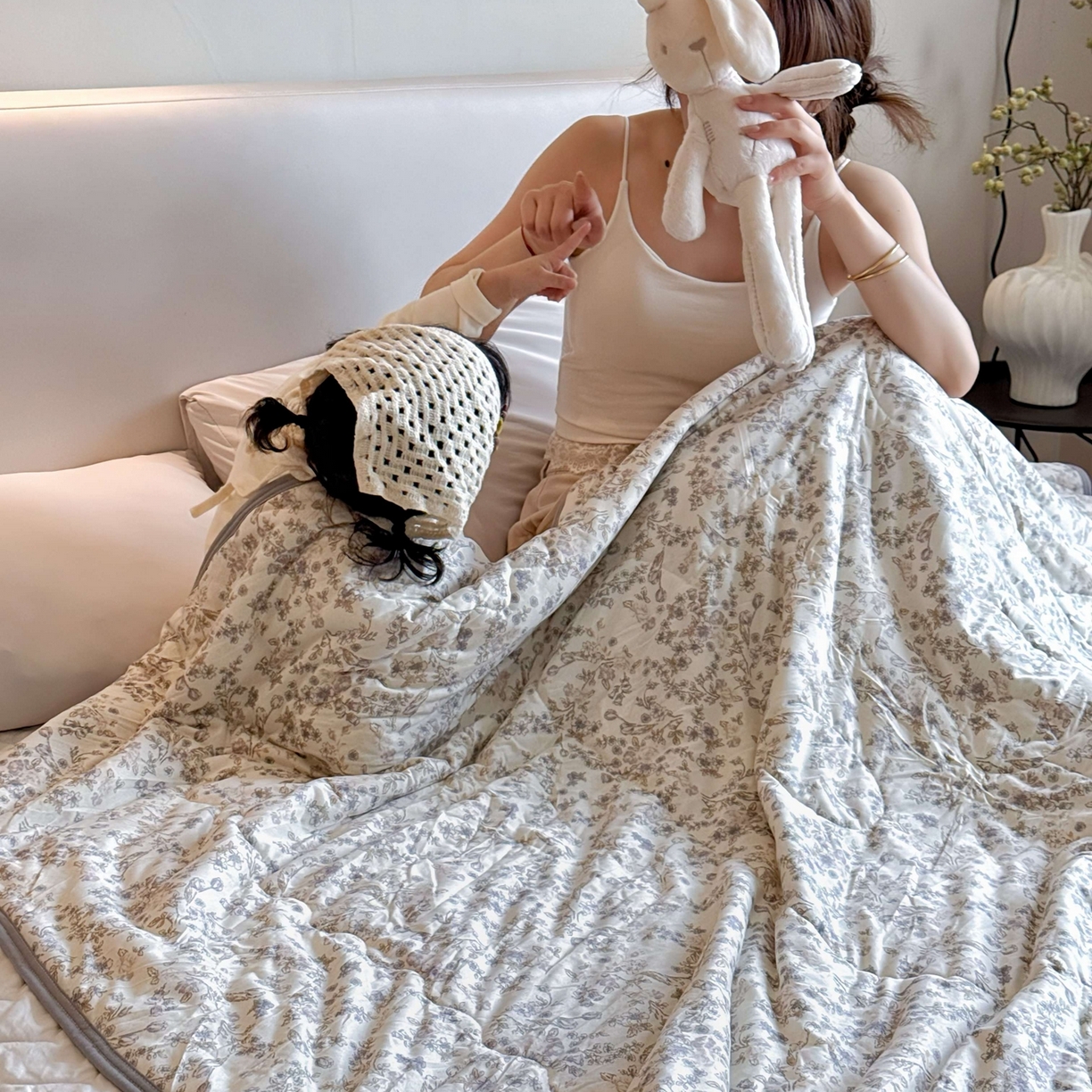 91家纺网 家纺一手货源 找家纺 兜米家居 2026春夏新款针织夏被夏凉被空调被 花曦