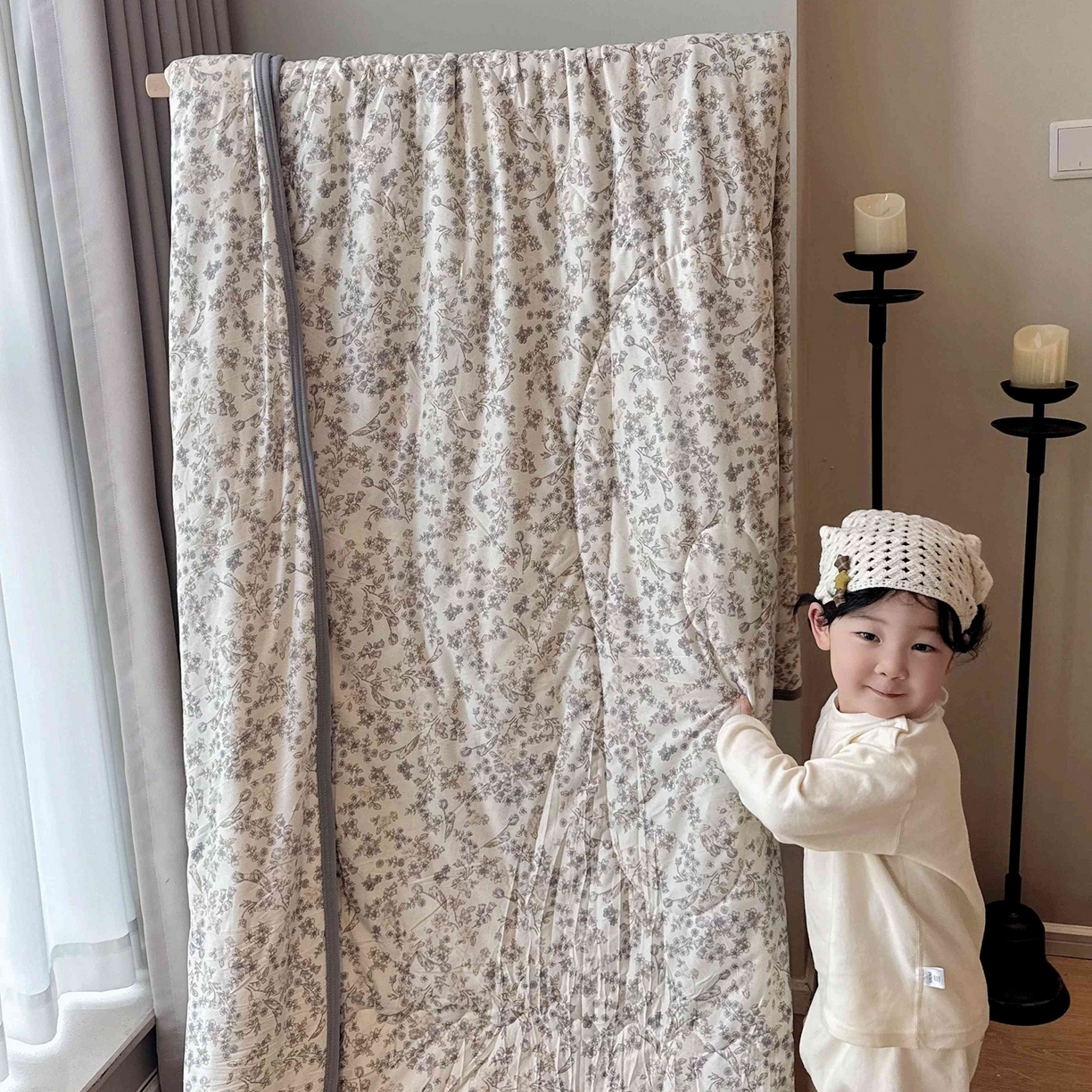 91家纺网 家纺一手货源 找家纺 兜米家居 2026春夏新款针织夏被夏凉被空调被 花曦