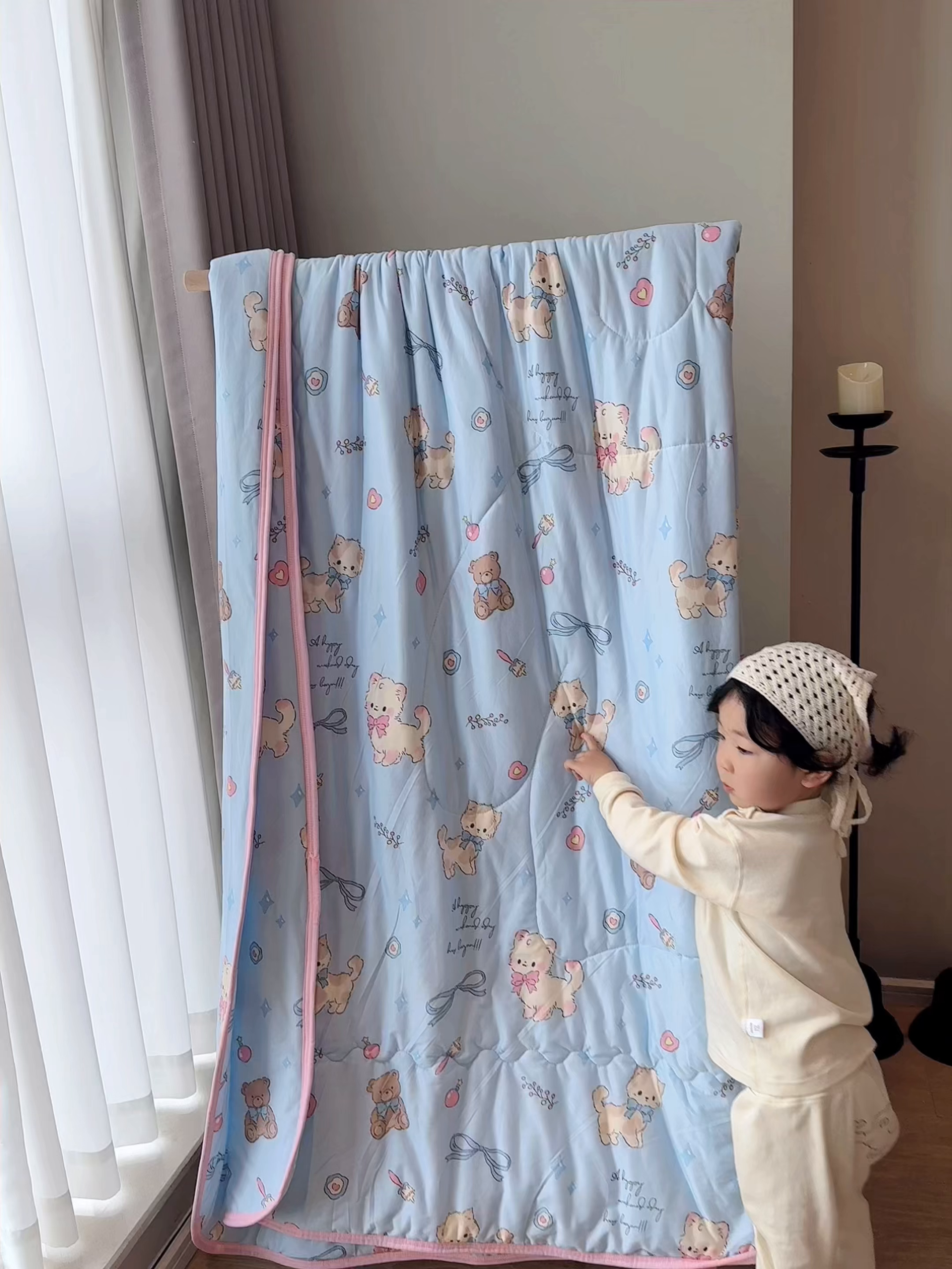 91家纺网 家纺一手货源 找家纺 兜米家居 2026春夏新款针织夏被夏凉被空调被 宠物喵喵