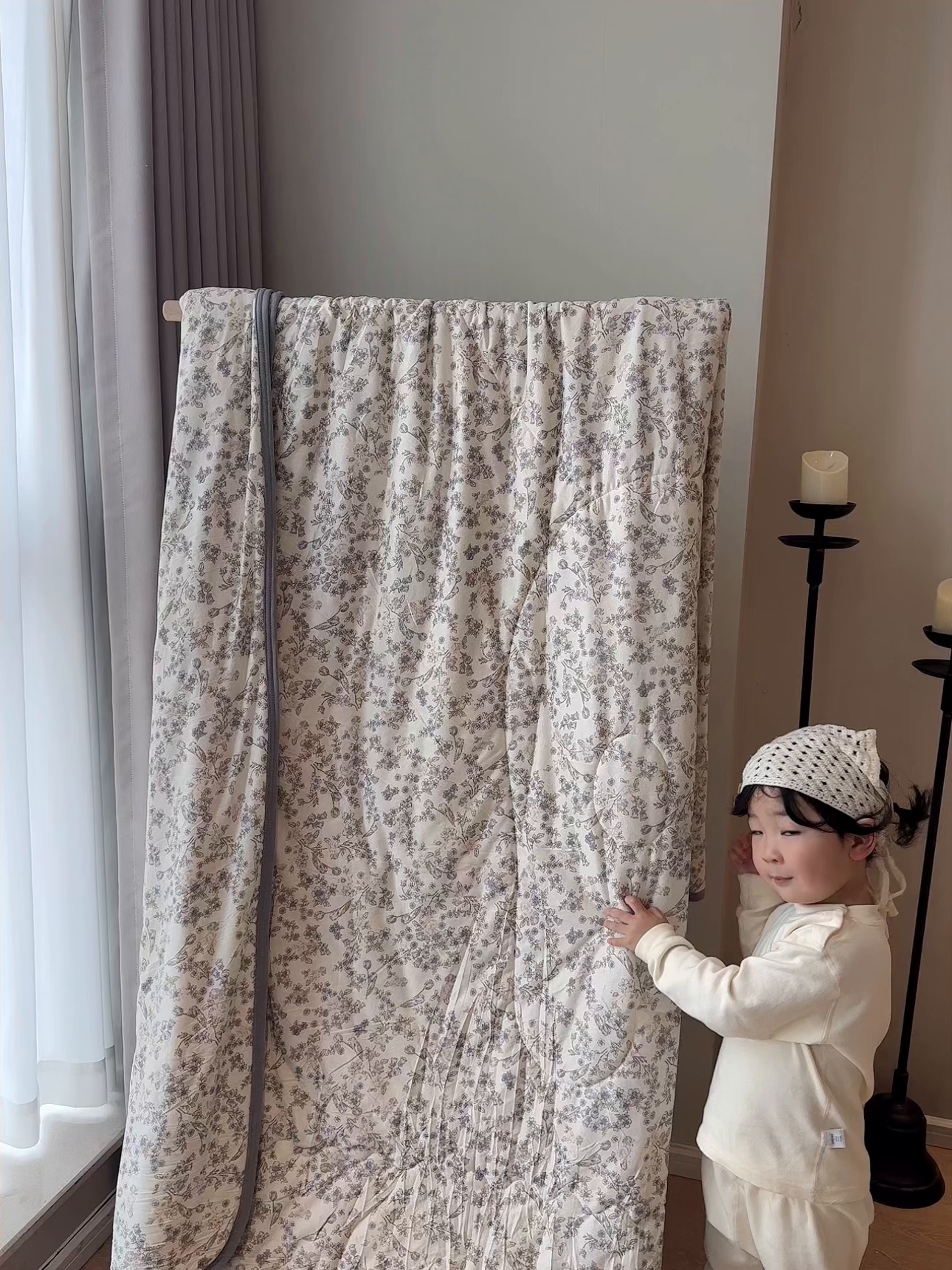 91家纺网 家纺一手货源 找家纺 兜米家居 2026春夏新款针织夏被夏凉被空调被 花曦