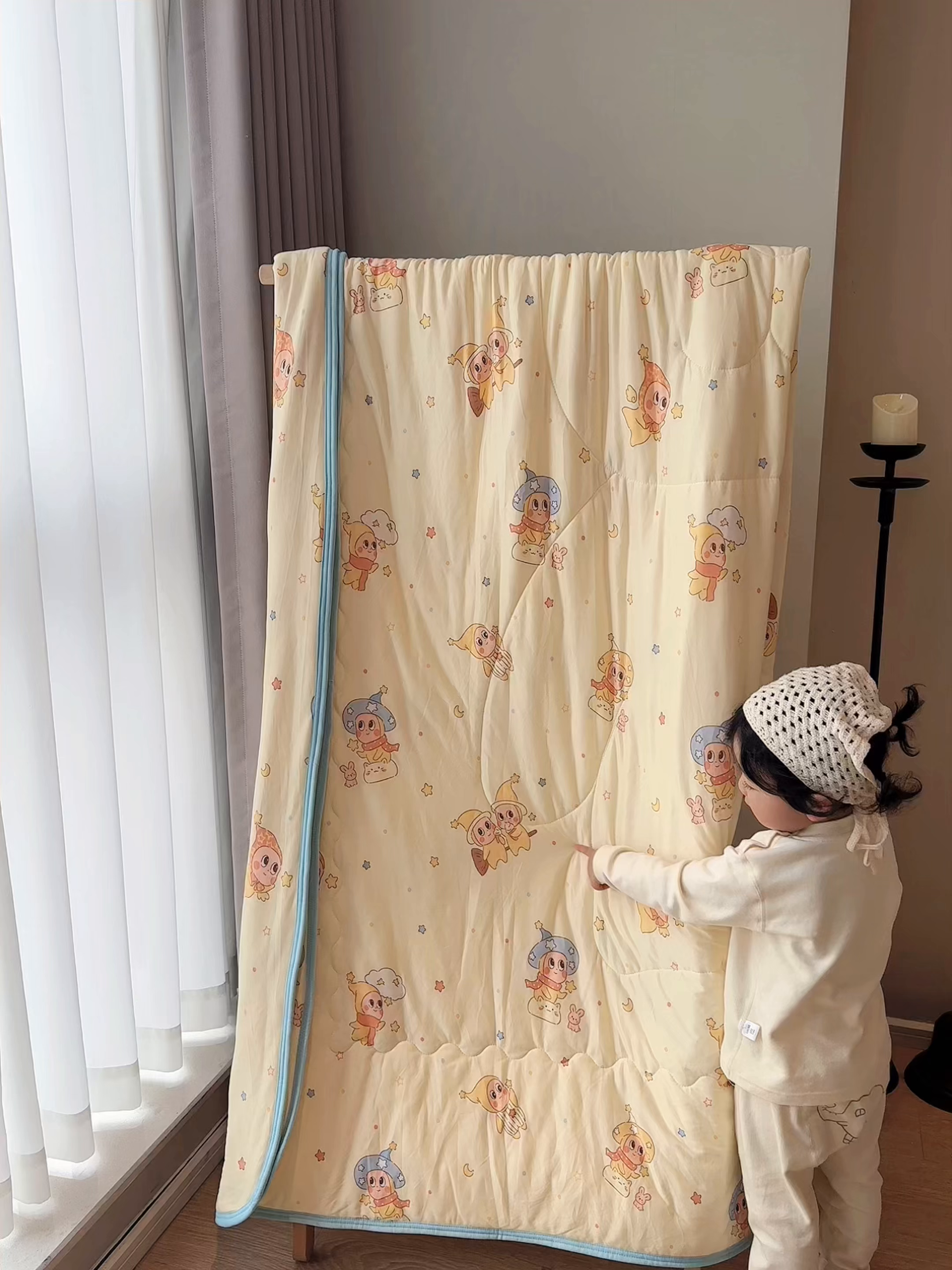 91家纺网 家纺一手货源 找家纺 兜米家居 2026春夏新款针织夏被夏凉被空调被 星星宝贝