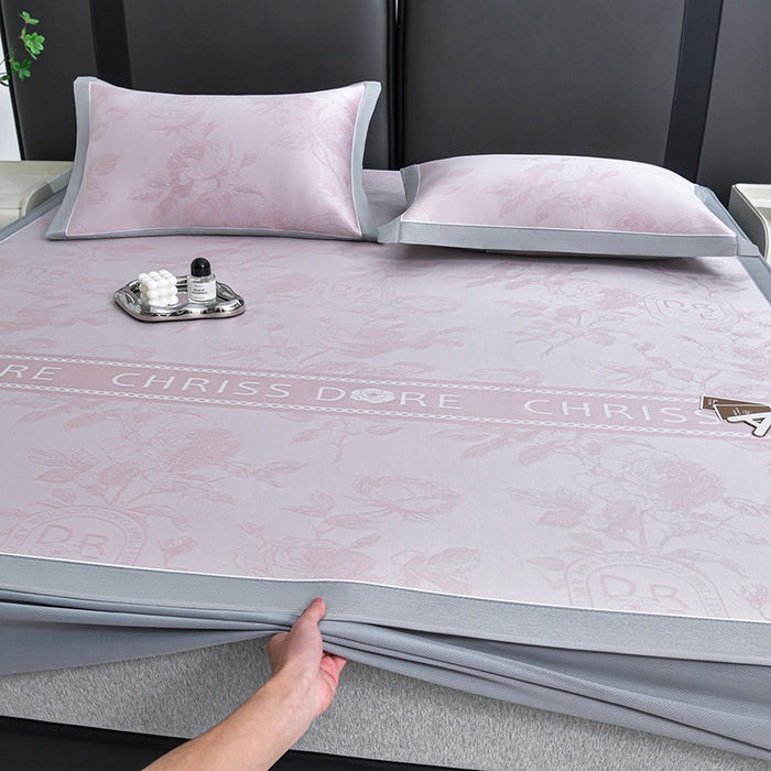 91家纺网 家纺一手货源 找家纺 小牛席业 2026春夏新款【实拍风格】双PE高凉感凉席席子-盛世蔷薇冰丝席（床笠款） 盛世蔷薇-奈斯