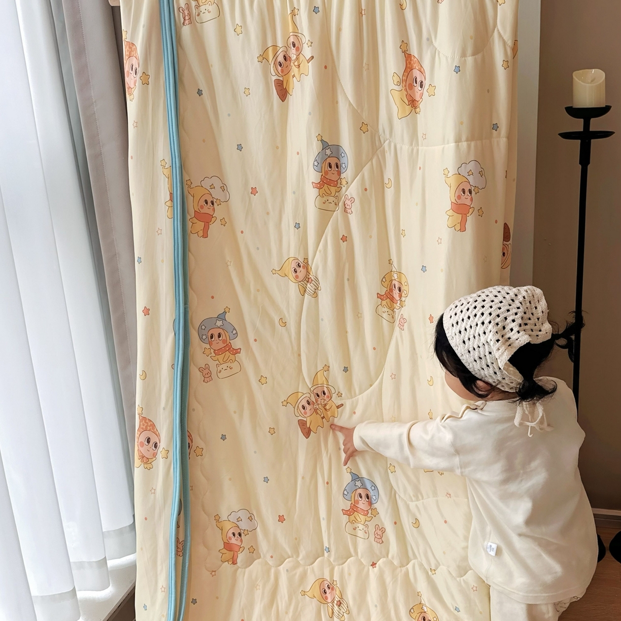 91家纺网 家纺一手货源 找家纺 兜米家居 2026春夏新款针织夏被夏凉被空调被 星星宝贝