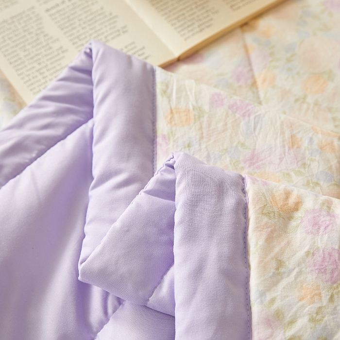 91家纺网 家纺一手货源 找家纺 海洋家纺 2026新款100%新疆棉花印花夏被亲肤仿棉夏凉被纯手包边空调被薄被子 花之恋 紫