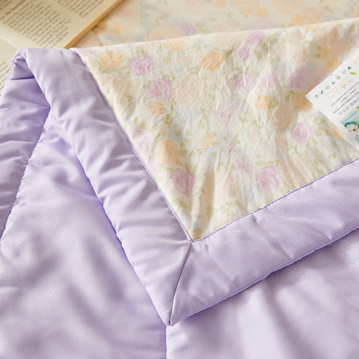 91家纺网 家纺一手货源 找家纺 海洋家纺 2026新款100%新疆棉花印花夏被亲肤仿棉夏凉被纯手包边空调被薄被子 花之恋 紫