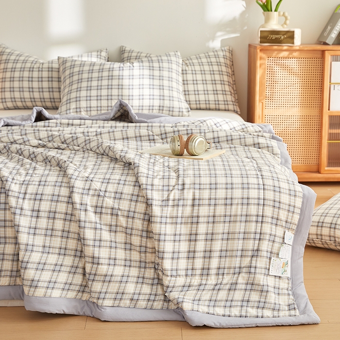 91家纺网 家纺一手货源 找家纺 海洋家纺 2026新款100%新疆棉花印花夏被亲肤仿棉夏凉被纯手包边空调被薄被子 卡尔 蓝