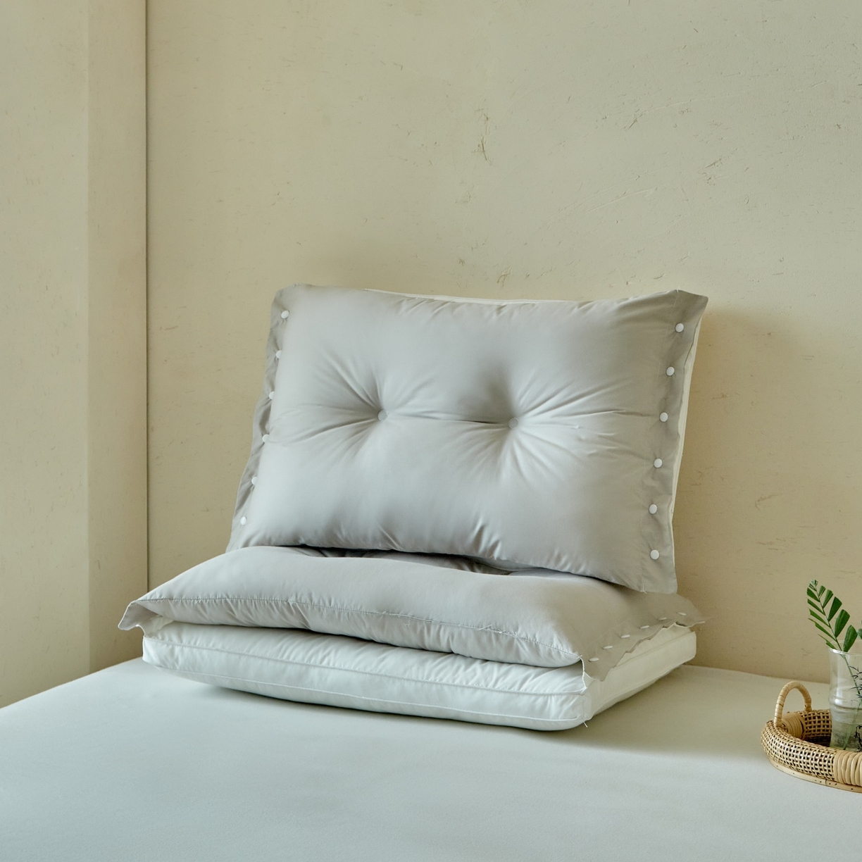 91家纺网 家纺一手货源 找家纺 （总）梵希良品家纺 2026新款二合一子母枕头A类纯棉全棉云朵羽丝绒柔软护颈枕芯可拆卸枕头洗枕头枕芯