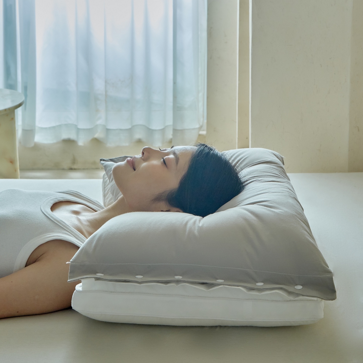 91家纺网 家纺一手货源 找家纺 （总）梵希良品家纺 2026新款二合一子母枕头A类纯棉全棉云朵羽丝绒柔软护颈枕芯可拆卸枕头洗枕头枕芯