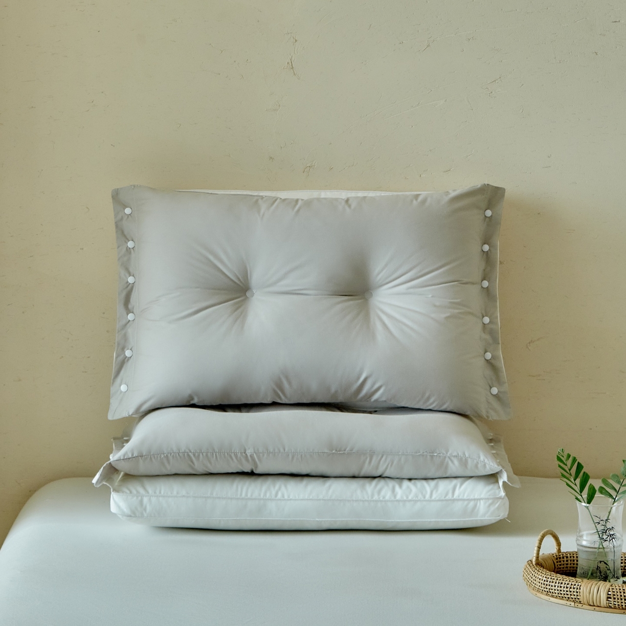 91家纺网 家纺一手货源 找家纺 （总）梵希良品家纺 2026新款二合一子母枕头A类纯棉全棉云朵羽丝绒柔软护颈枕芯可拆卸枕头洗枕头枕芯