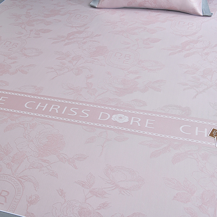 91家纺网 家纺一手货源 找家纺 小牛席业 2026春夏新款【实拍风格】双PE高凉感凉席席子-盛世蔷薇冰丝席 盛世蔷薇-粉色