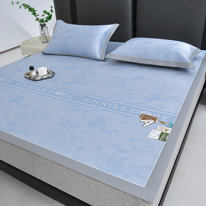 91家纺网 家纺一手货源 找家纺 小牛席业 2026春夏新款【实拍风格】双PE高凉感凉席席子-盛世蔷薇冰丝席 盛世蔷薇-蓝色