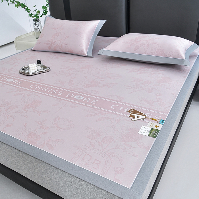 91家纺网 家纺一手货源 找家纺 小牛席业 2026春夏新款【实拍风格】双PE高凉感凉席席子-盛世蔷薇冰丝席 盛世蔷薇-粉色