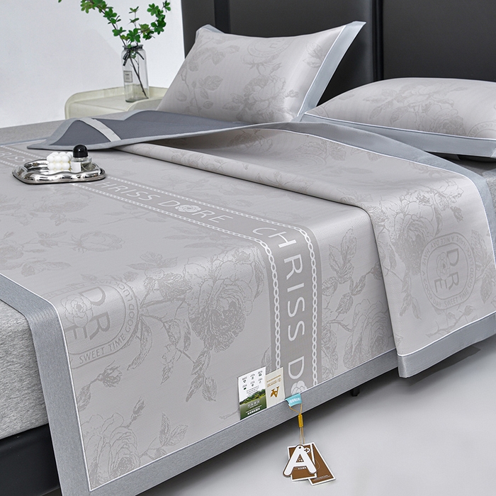 小牛席业 2026春夏新款【实拍风格】双PE高凉感凉席席子-盛世蔷薇冰丝席 盛世蔷薇-香槟