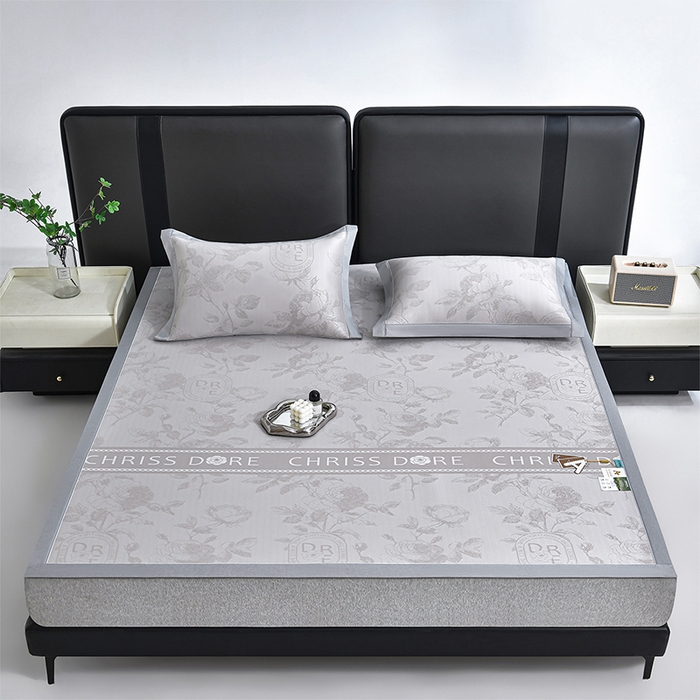 91家纺网 家纺一手货源 找家纺 小牛席业 2026春夏新款【实拍风格】双PE高凉感凉席席子-盛世蔷薇冰丝席 盛世蔷薇-香槟